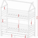 Single (3ft) Tall Wooden Bunk Bed with Trundle & Storage Drawers