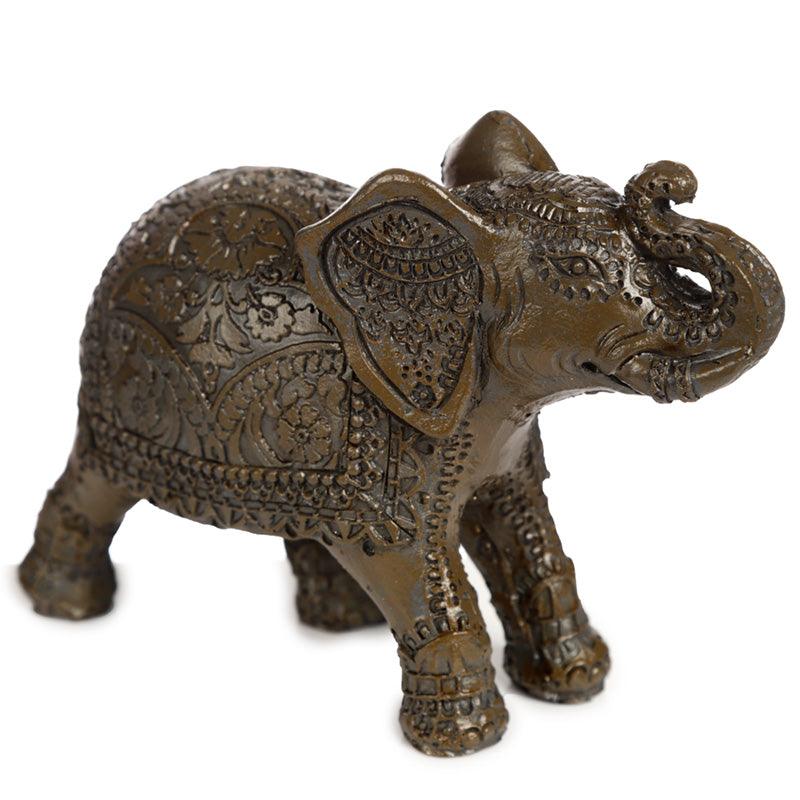 Decorative Elephant Medium Figurine - Peace of the East Dark Brushed Wood Effect - £10.99 - 