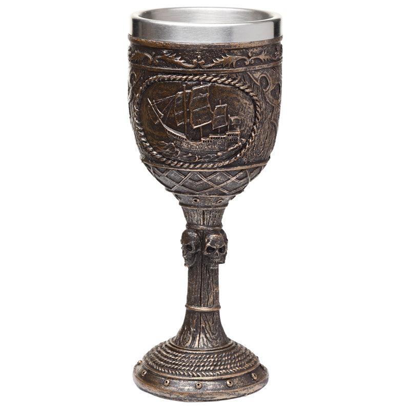 Decorative Goblet - Brushed Gold Wood Effect Pirate-