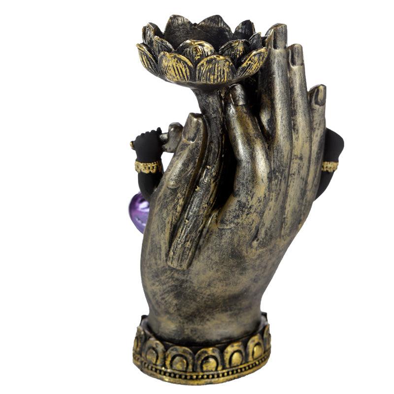 Decorative Purple, Gold & Black Ganesh - Lotus Tea Light Holder-
