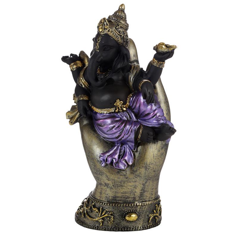 Decorative Purple, Gold & Black Ganesh - Lying in Hand - £33.99 - 