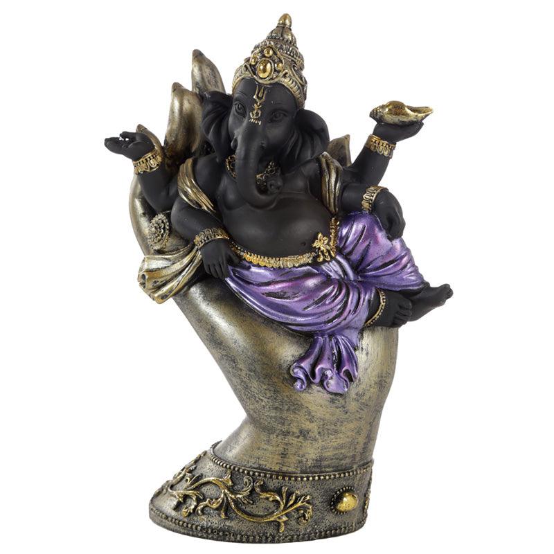 Decorative Purple, Gold & Black Ganesh - Lying in Hand - £33.99 - 