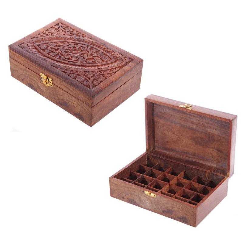 Decorative Sheesham Wood Carved Compartment Box Large - £24.99 - Jewellery Storage Trinket Boxes 
