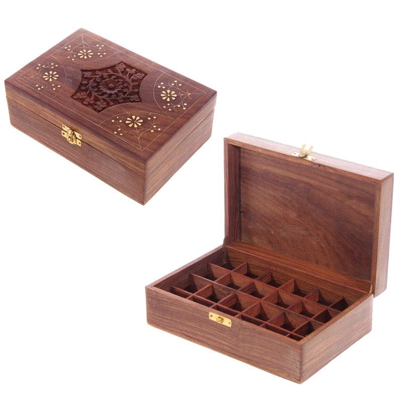 Decorative Sheesham Wood Floral Compartment Box Large - £24.99 - Jewellery Storage Trinket Boxes 