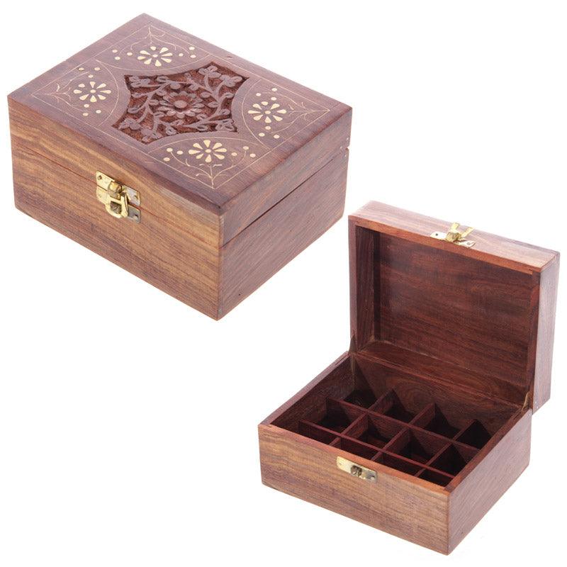 Decorative Sheesham Wood Floral Compartment Box Medium - £19.99 - Jewellery Storage Trinket Boxes 