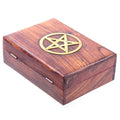 Decorative Sheesham Wood Pentagram 17.5cm Trinket Box-Jewellery Storage Trinket Boxes