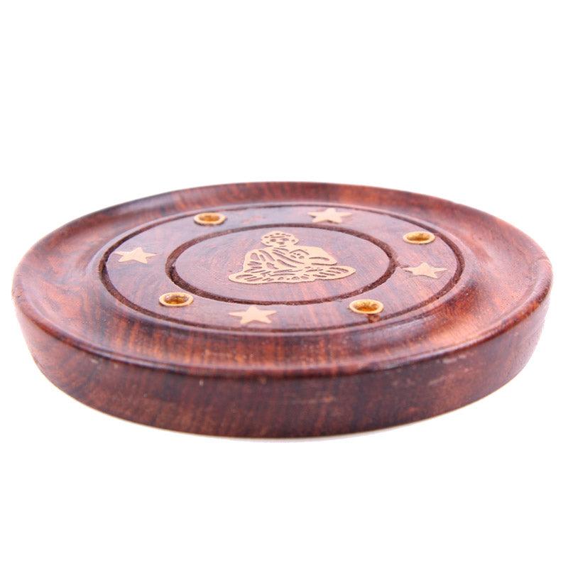 Decorative Sheesham Wood Round Buddha Ashcatcher-