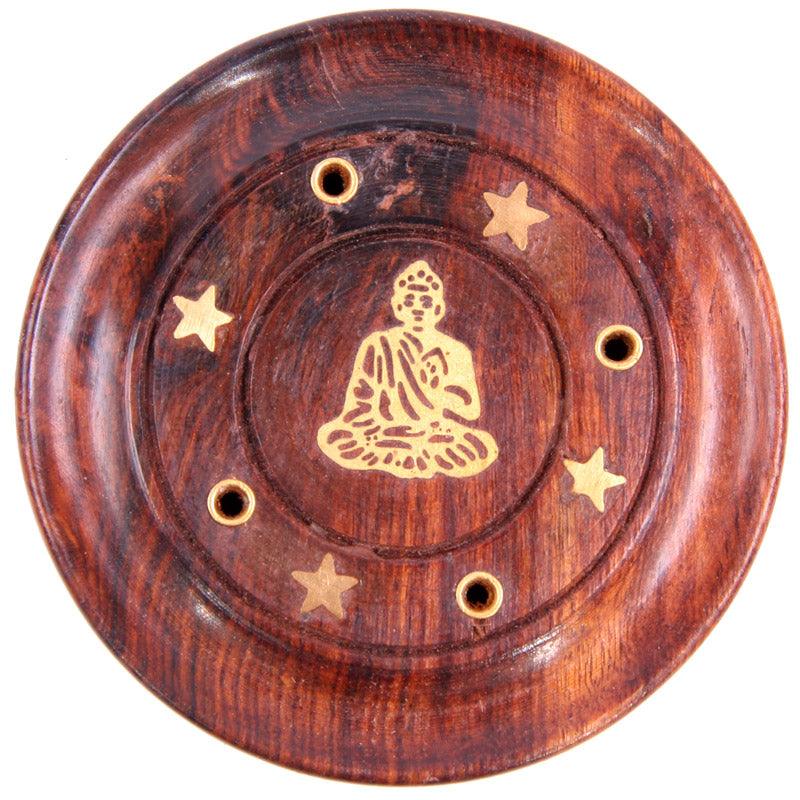 Decorative Sheesham Wood Round Buddha Ashcatcher - £6.0 - 