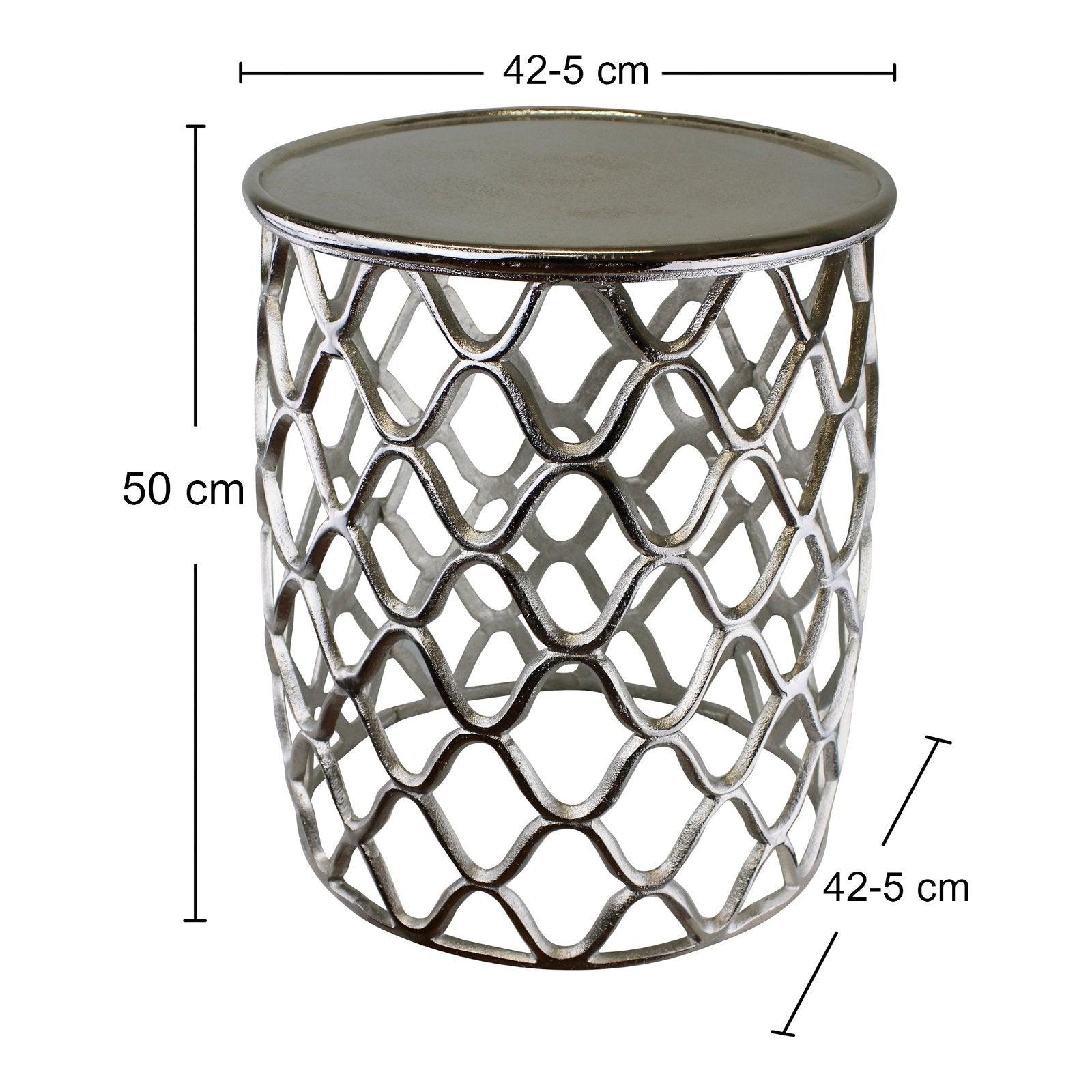 Decorative Silver Metal Side Table-Side Tables