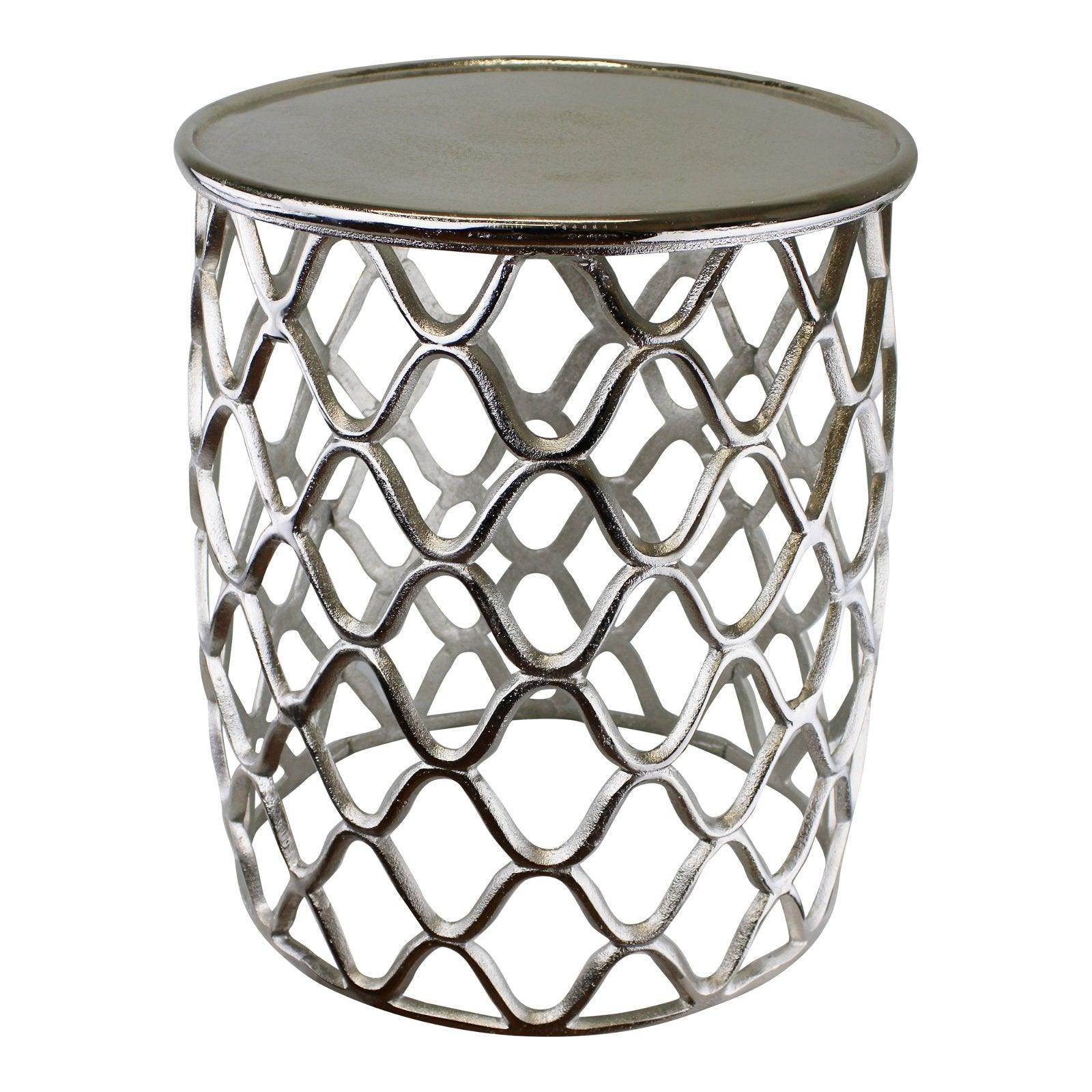Decorative Silver Metal Side Table-Side Tables