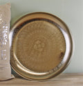 Decorative Silver Metal Tray With Etched Design-Bowls & Plates