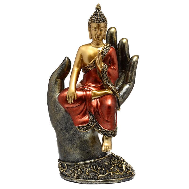 Decorative Thai Buddha Figurine - Gold and Red Sitting in a Hand - £29.49 - 
