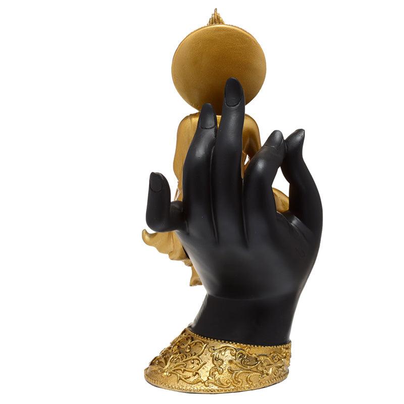 Decorative Thai Buddha Figurine - Gold Sitting in a Hand-