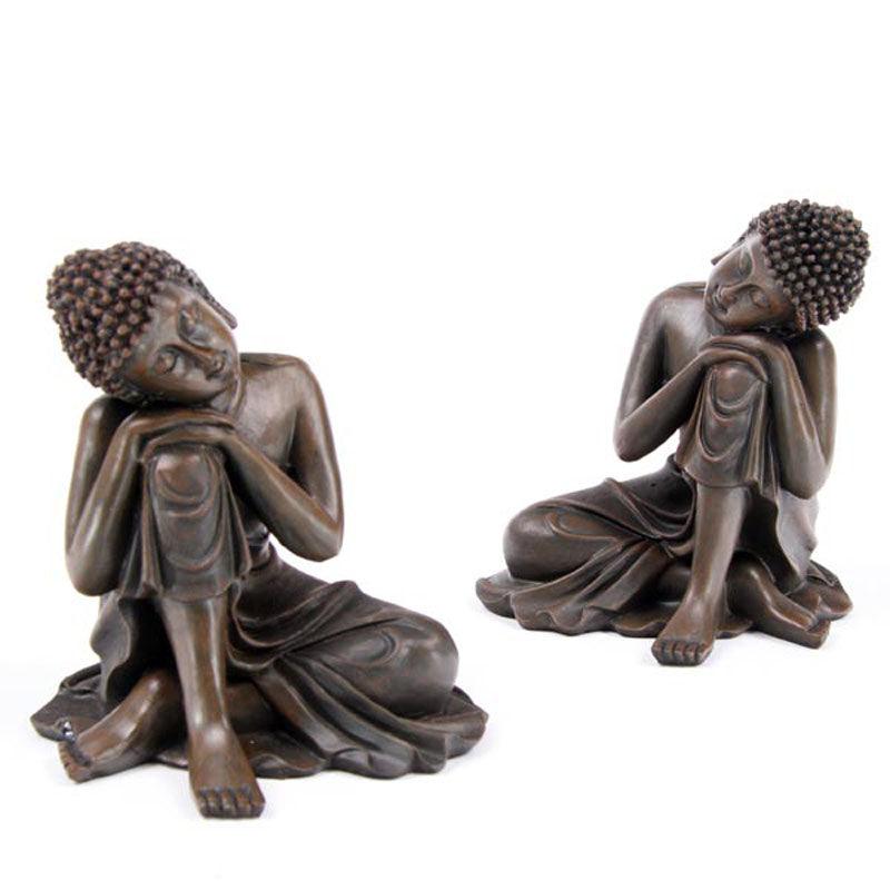 Decorative Wood Effect Thai Buddha with Head on Knee - £9.99 - 
