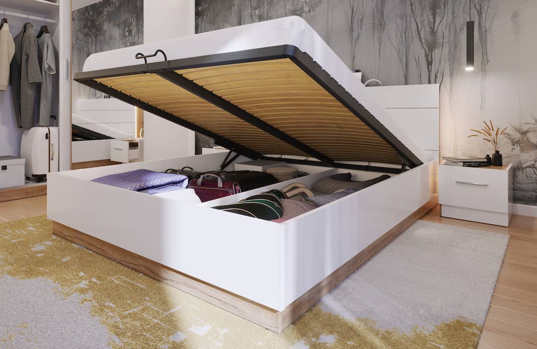 Dentro DT-02 Bed with Storage and LED 180cm-Ottoman Bed