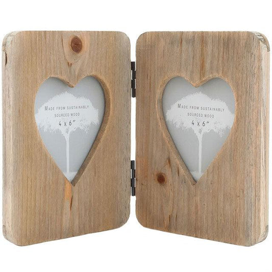 Driftwood Double Heart Photo Frame - £12.99 - Photo Picture Frames 