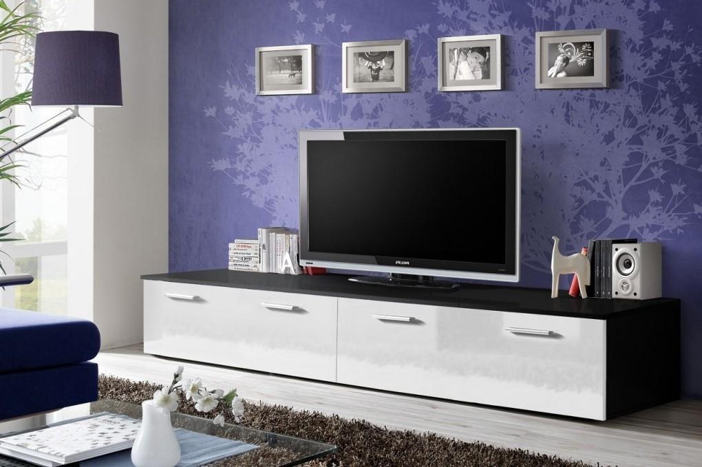 Duo TV Cabinet in Black and White Gloss - £162.0 - Living Room TV Cabinet 
