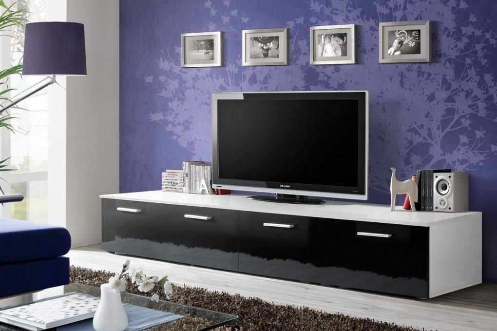 Duo TV Cabinet in White and Black Gloss - £162.0 - Living Room TV Cabinet 