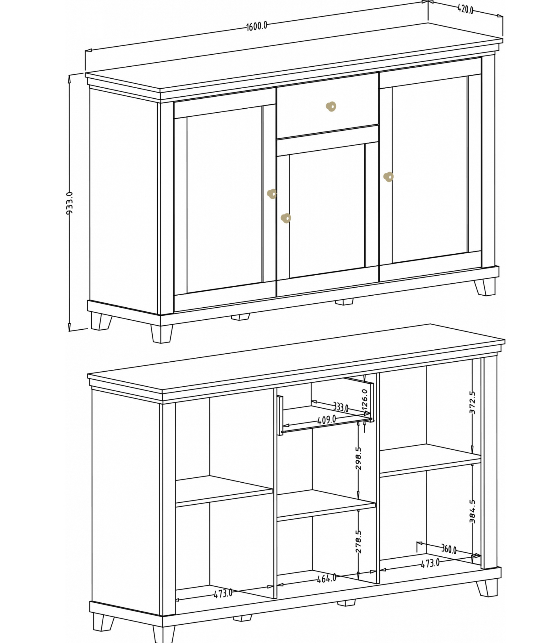 Evora 47 Sideboard Cabinet-Living Sideboard Cabinet