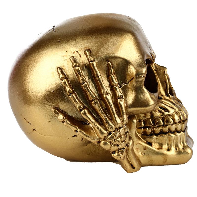 Fantasy See No Hear No Speak No Evil Set of 3 Gold Punk Skull Ornaments-