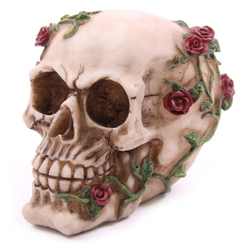 Fantasy Skull Head with Roses Ornament - £14.99 - 