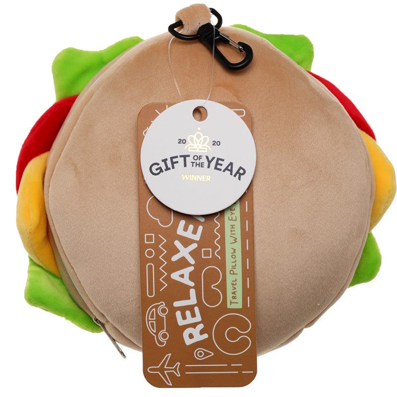 Fast Food Burger Relaxeazzz Plush Round Travel Pillow & Eye Mask Set-Travel Pillow Eye Mask Set