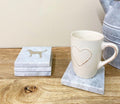 Four Square White Marble Coasters With Gold Dog Design - £26.99 - Coasters & Placemats 