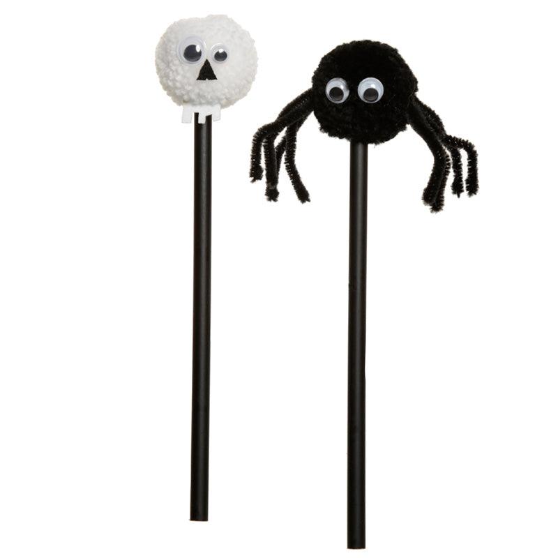 Fun Skull and Spider Pom Pom Pencil with Topper - £7.0 - 