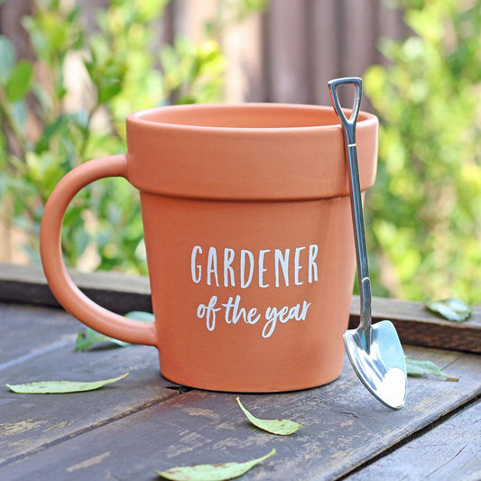 Gardener of the Year Pot Mug and Shovel Spoon-Mugs Cups