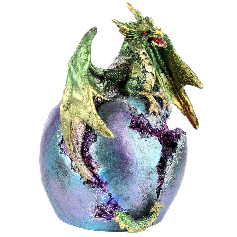 Geode Earth Egg LED Dark Legends Dragon Figurine - £26.49 - 