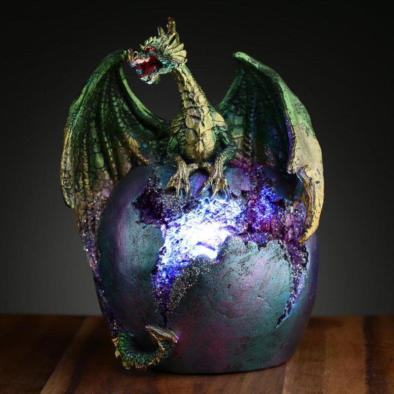 Geode Earth Egg LED Dark Legends Dragon Figurine - £26.49 - 