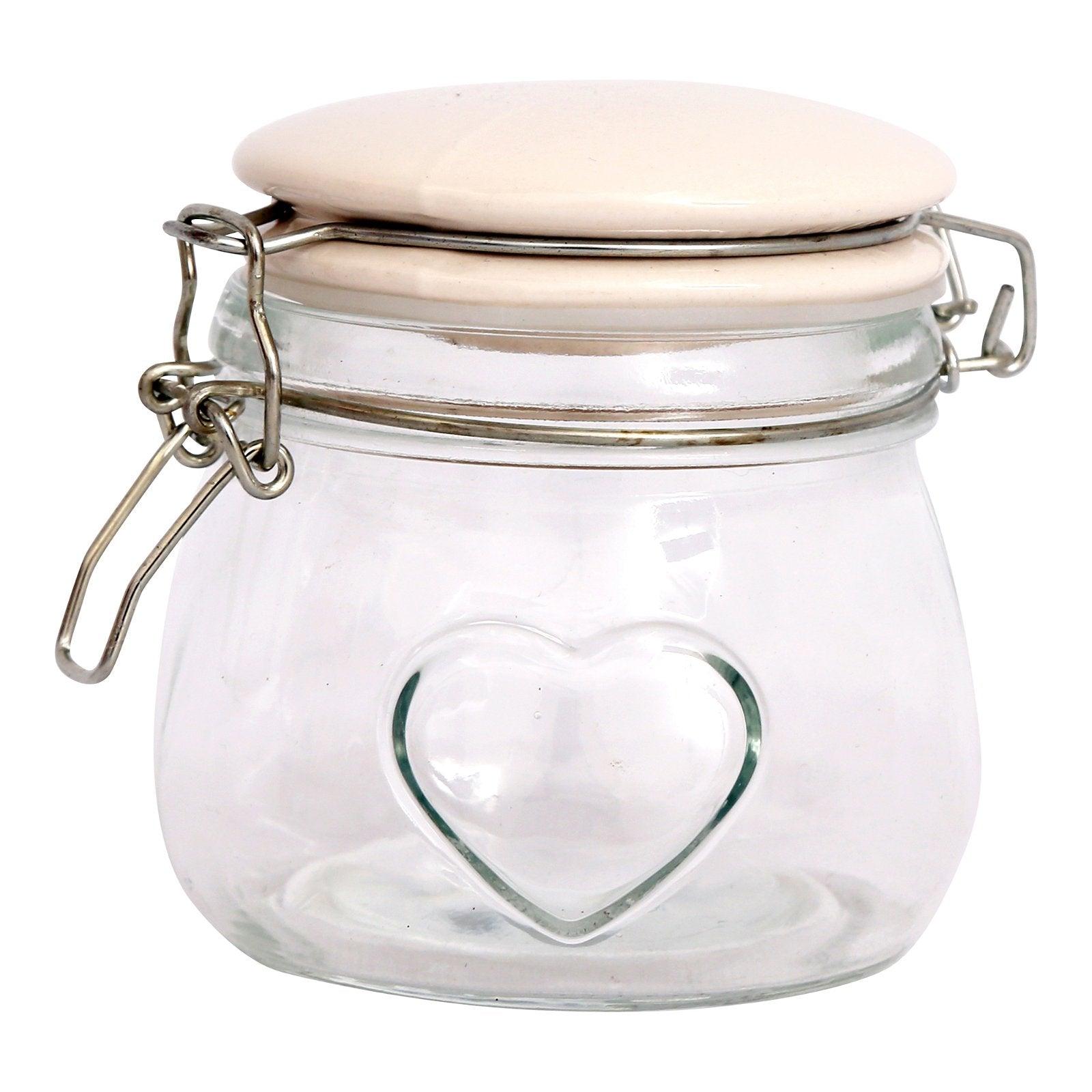 Glass Storage Jar With Heart - Small-Kitchen Storage