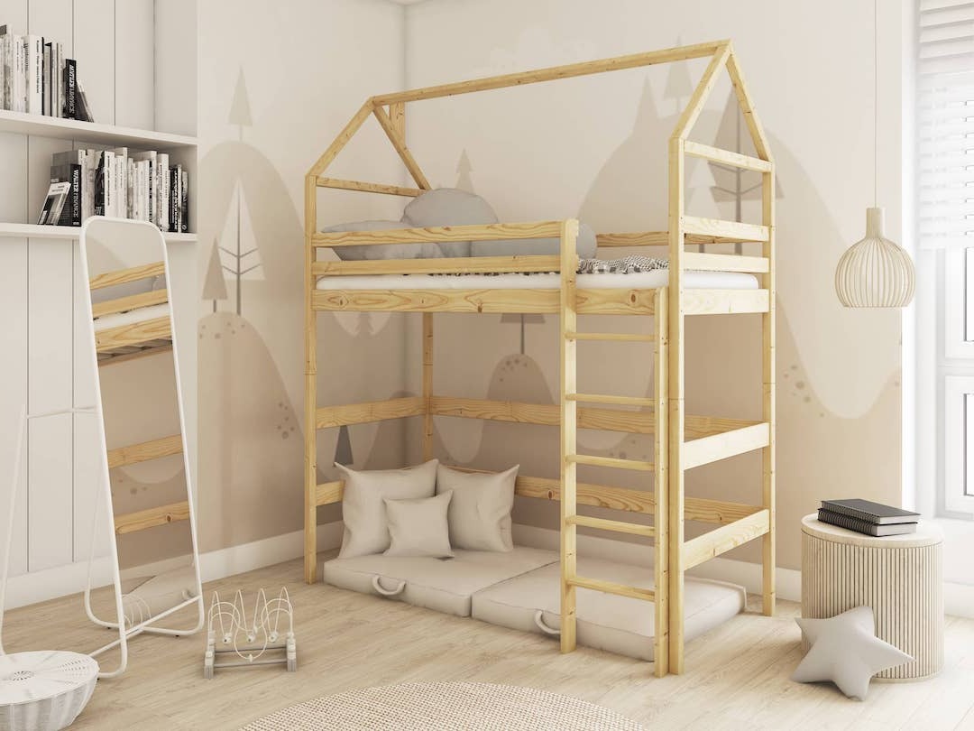 Single (3ft) Solid Pine High Sleeper Loft Bed Pine Foam Mattress