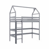 Single (3ft) Solid Pine High Sleeper Loft Bed Grey