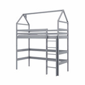 Single (3ft) Solid Pine High Sleeper Loft Bed Grey Foam Mattress