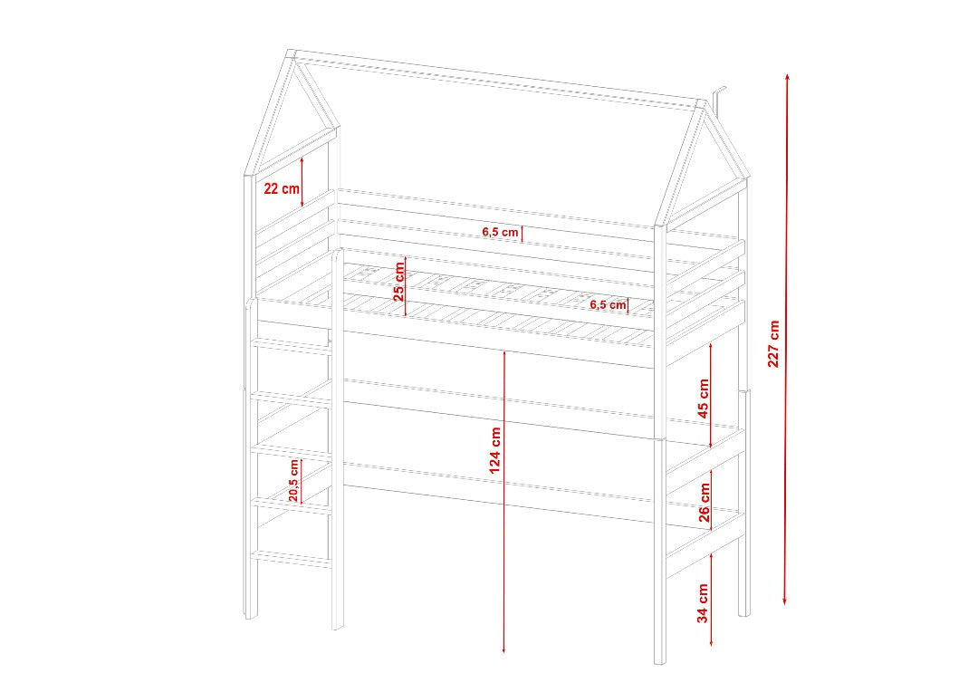 Single (3ft) Solid Pine High Sleeper Loft Bed