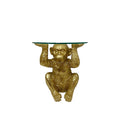 Gold Chimp With Glass Top Side Table-