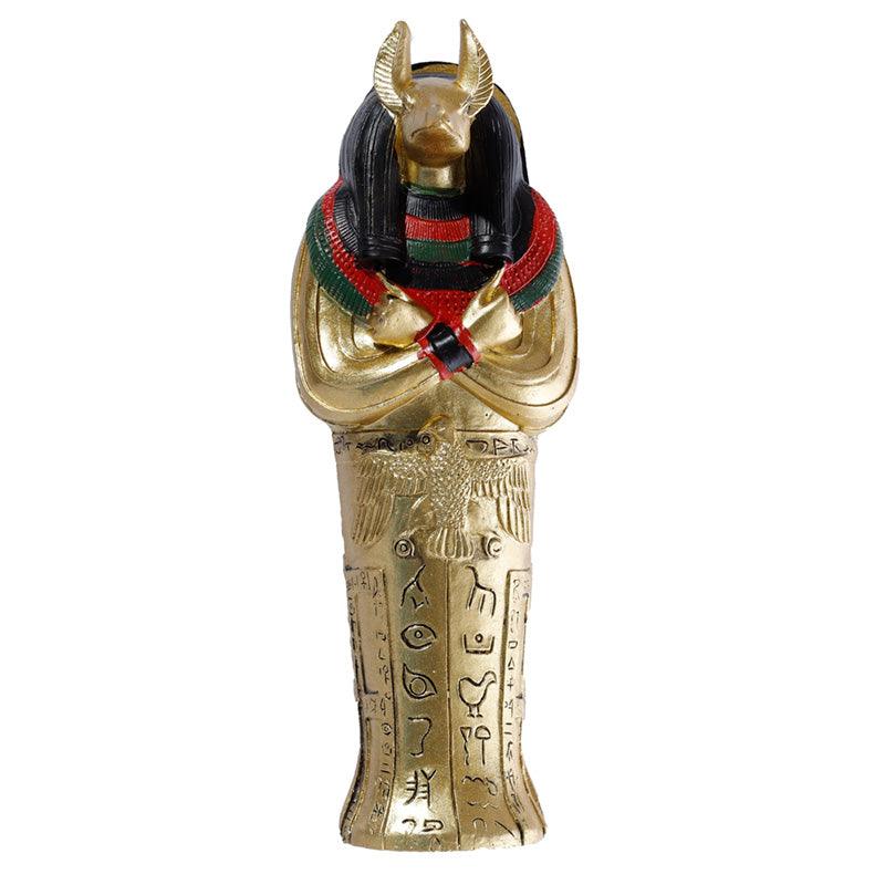 Gold Egyptian Anubis Sarcophagus Trinket Box with Mummy-