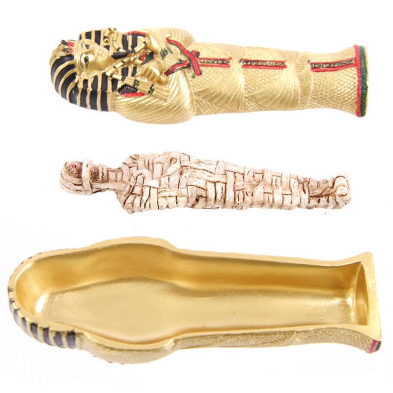 Gold Egyptian Tutankhamen Sarcophagus Trinket Box with Mummy-