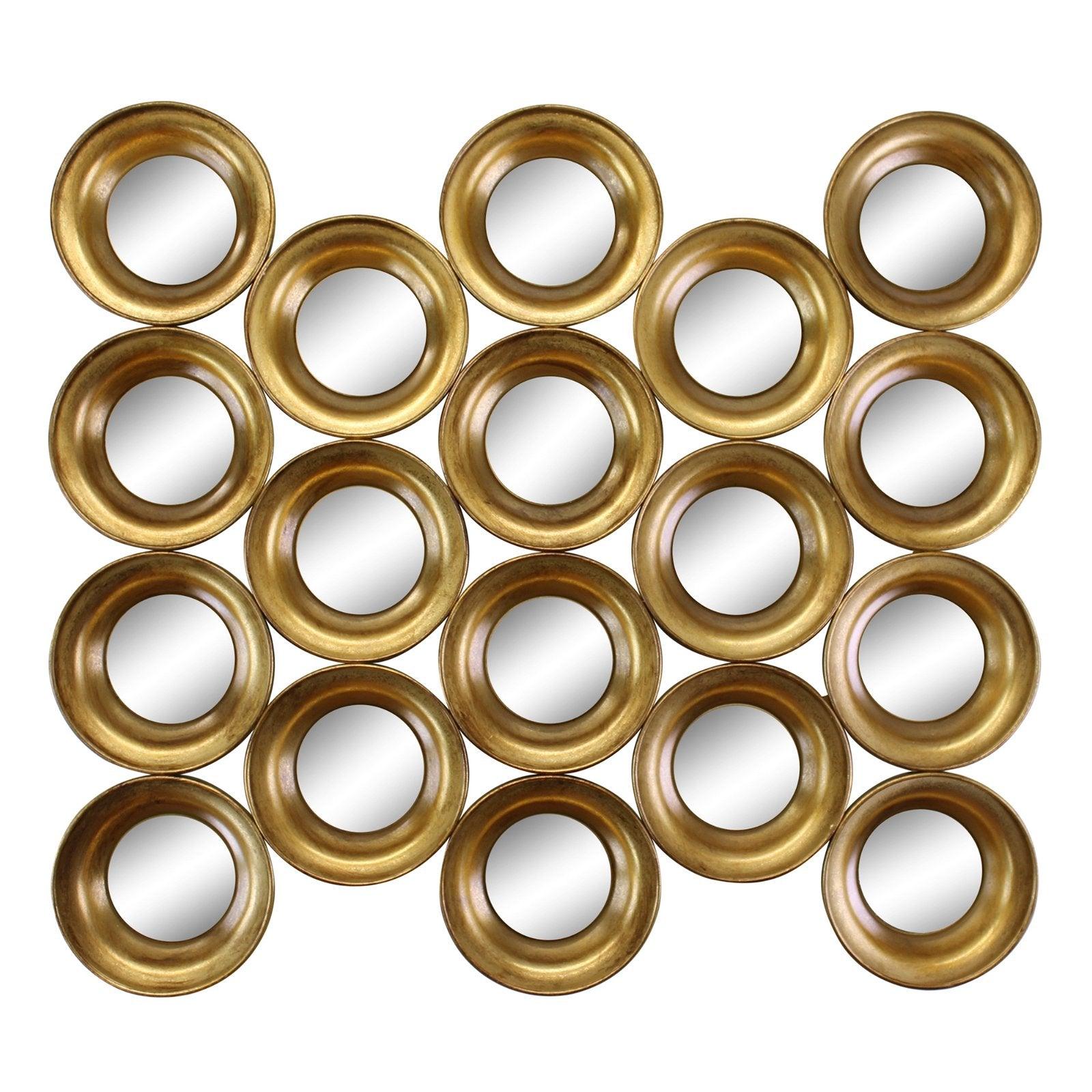 Gold Metal Multi Circle Wall Mirror 76cm.-Mirrors