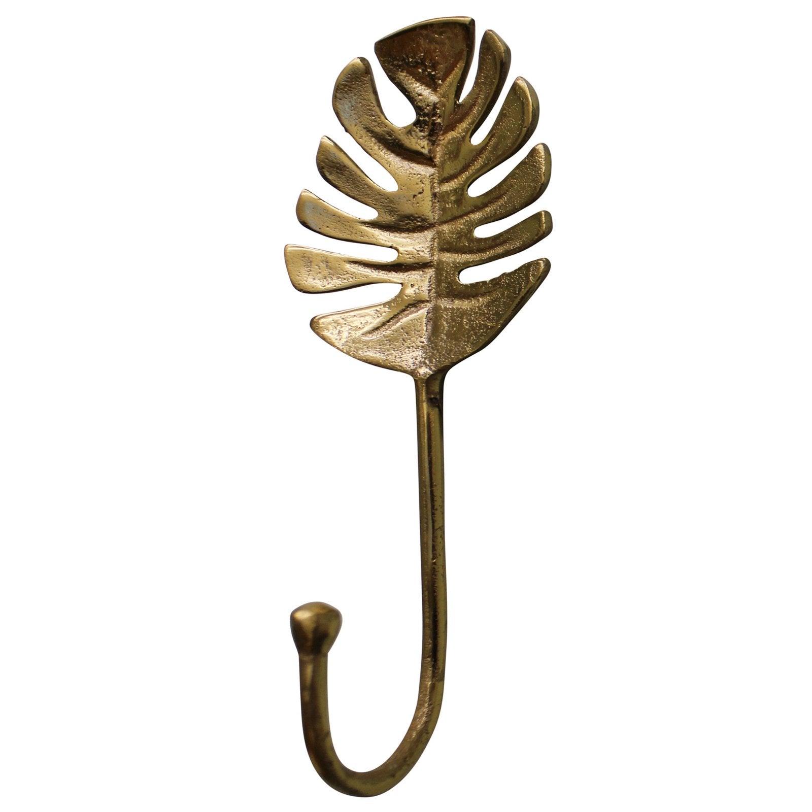 Gold Metal Palm Leaf Coat Hook - £12.99 - Coat Hooks 