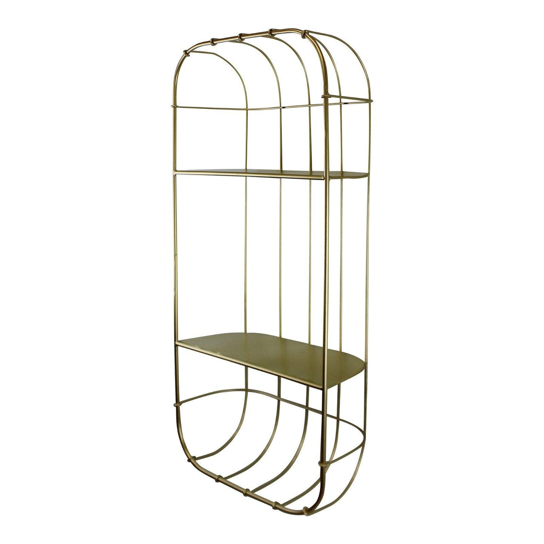Gold Metal Wall Double Storage Shelf, Basket Design - £26.99 - Wall Hanging Shelving 