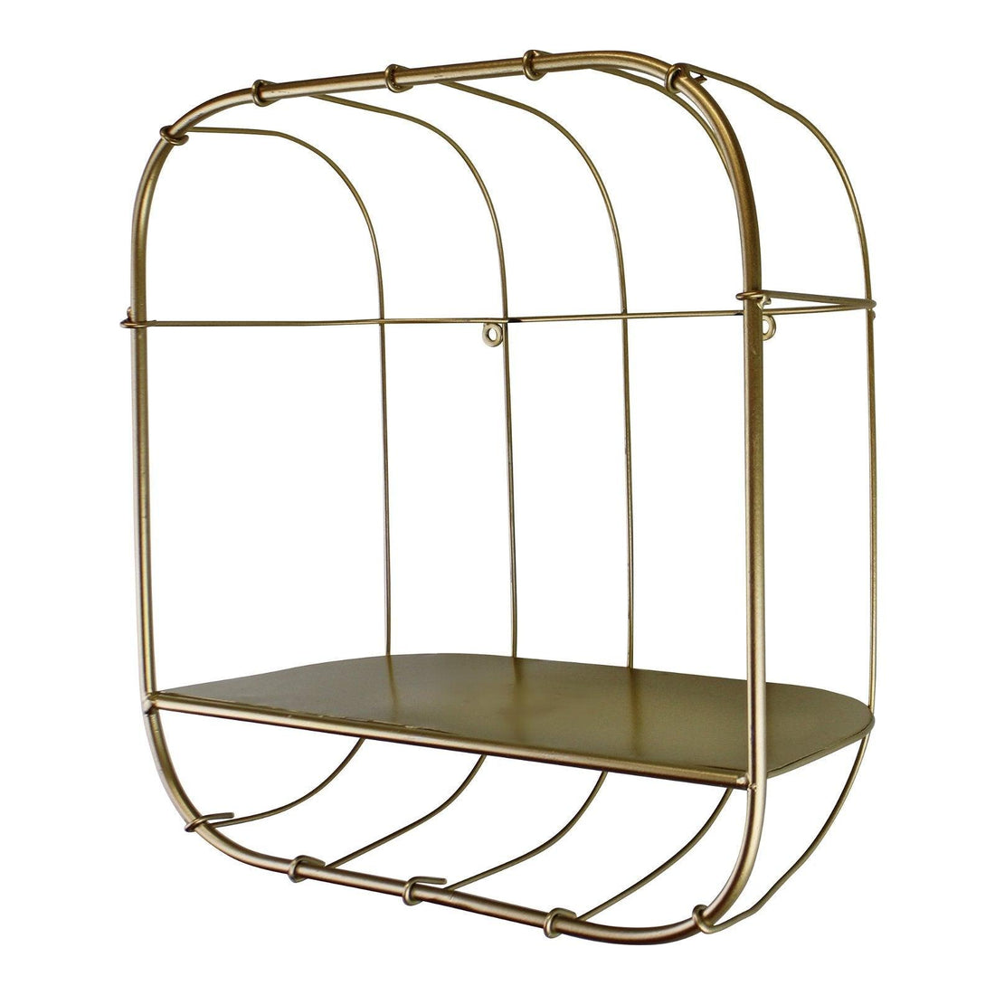 Gold Metal Wall Storage Shelf, Basket Design - £20.99 - Wall Hanging Shelving 