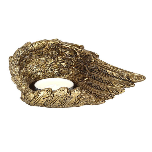 Gold Single Lowered Angel Wing Candle Holder - £10.99 - Candle Holders 