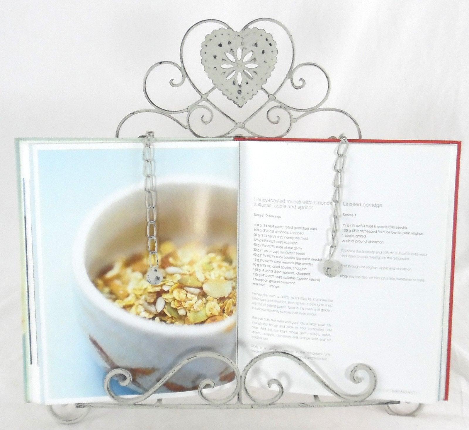 Grey Heart Cookery Book Holder-Kitchen Storage
