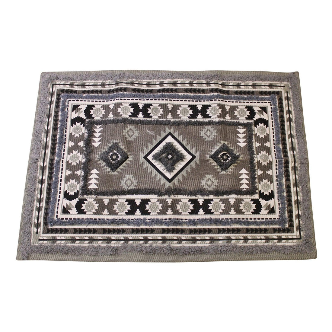 Grey Patterned & Tufted Rug, 60x90cm - £20.99 - Rugs 