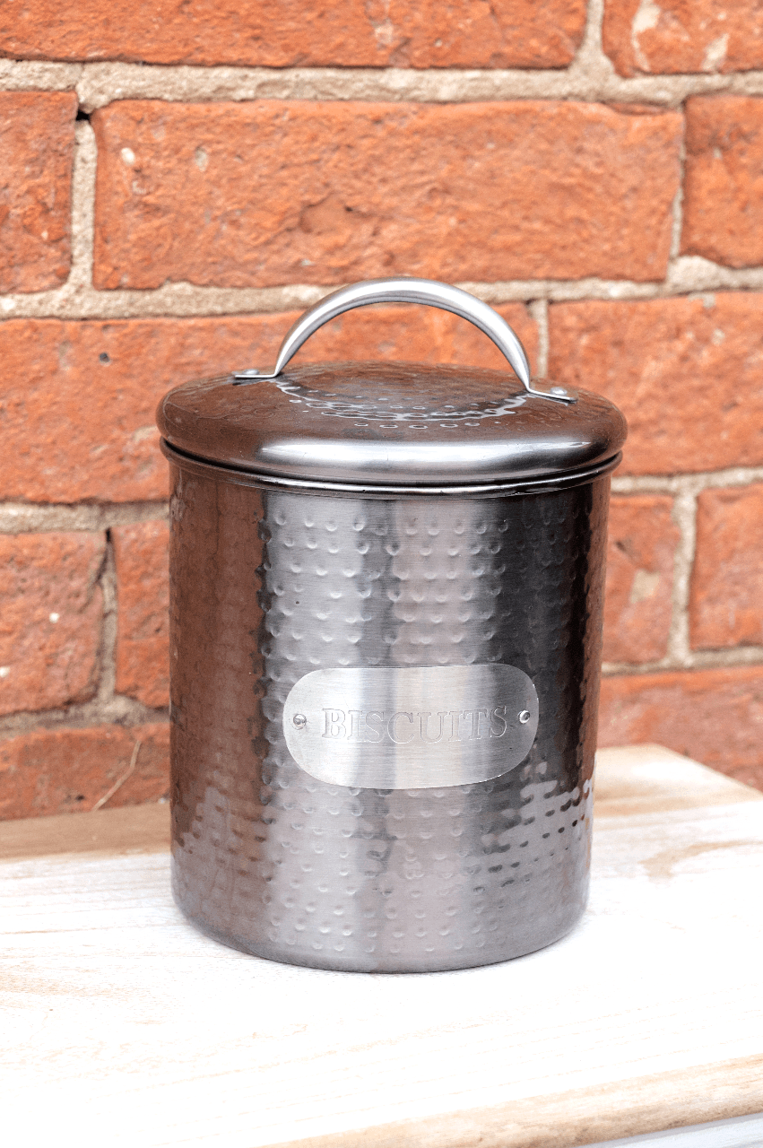 Grey Stainless Steel Biscuit Tin - £38.99 - Kitchen Storage 