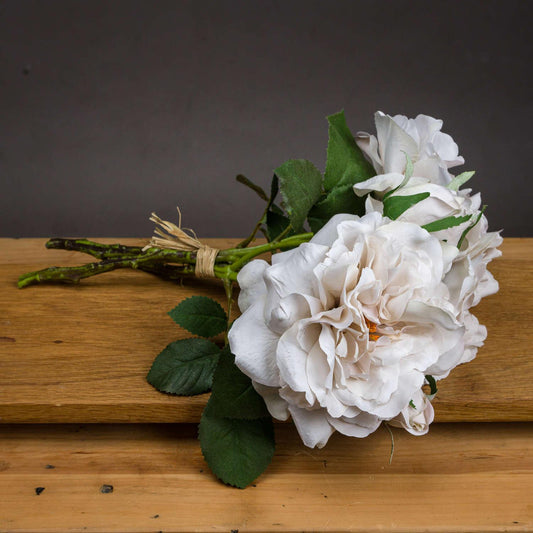 Grey White Short Stem Rose Bouquet - £27.95 - Artificial Flowers 