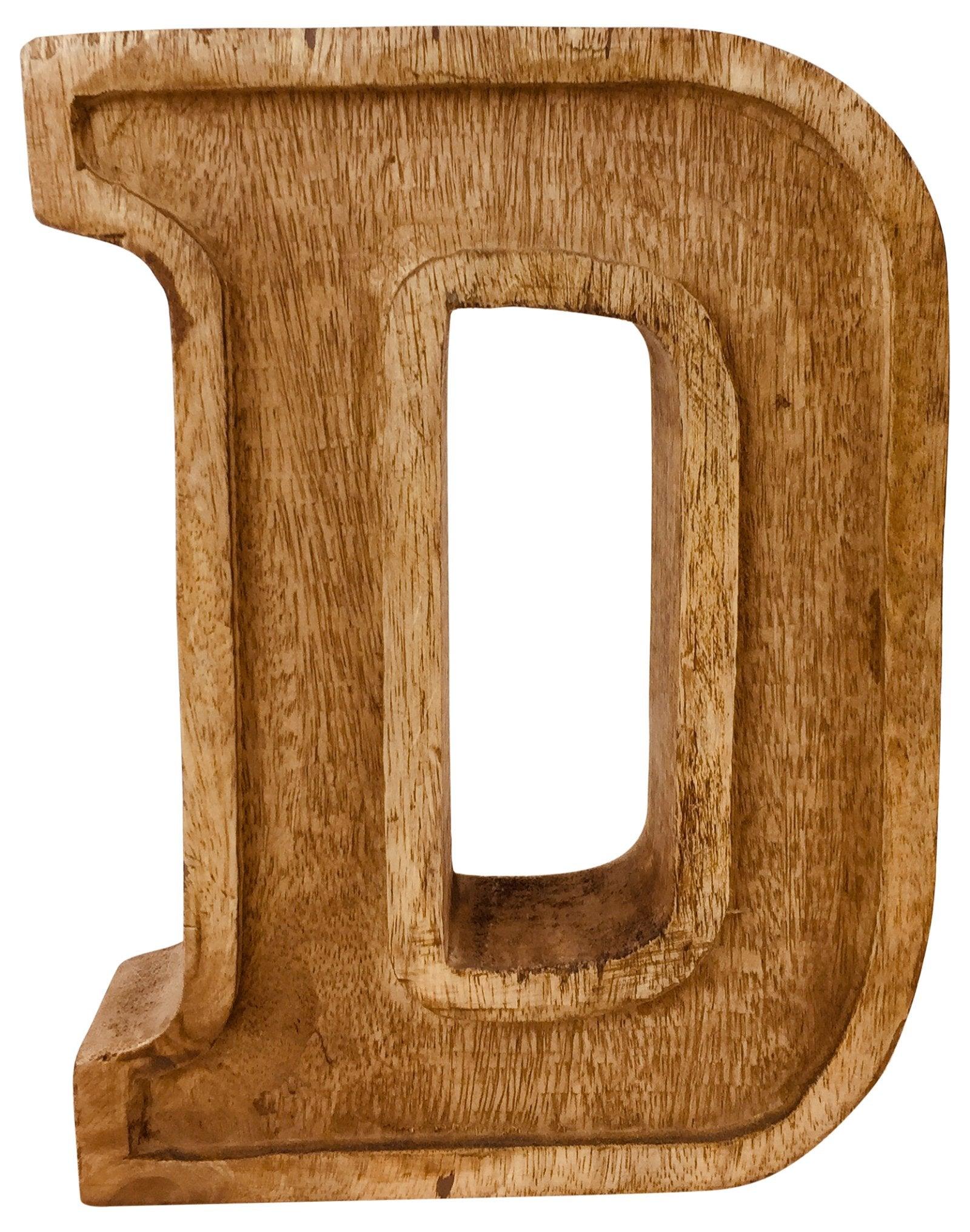 Hand Carved Wooden Embossed Letter D-Single Letters