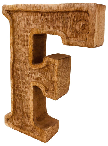 Hand Carved Wooden Embossed Letter F - £18.99 - Single Letters 